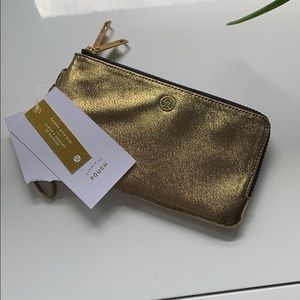 NWT Lululemon Double Up pouch in gold